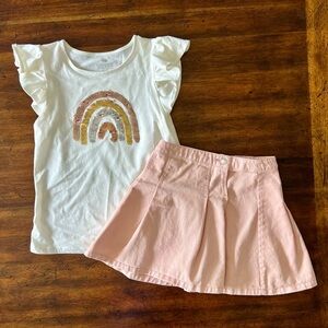 H&M Ruffle Sleeve Top and Pink Skirt Set Size 7 NWOT